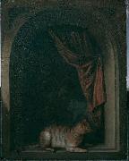 Gerard Dou Eine Katze am Fenster eines Malerateliers oil painting reproduction